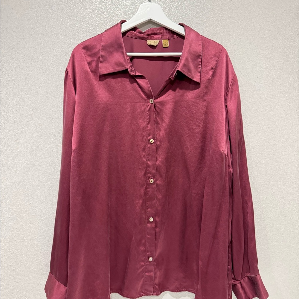 Caslon Deep Rose Button-Down Blouse